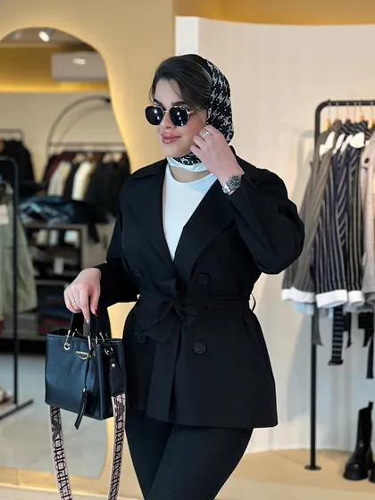 بارانی چهار دکمه مشکی 010208