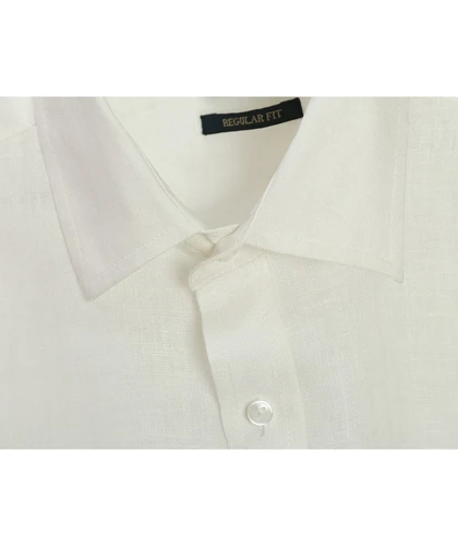 شومیز سفید لینن کژوال 696