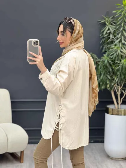 مانتو لینن جیب پیله بند دار