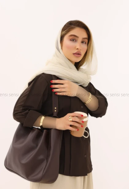 شومیز جلو پیله کمر بندی کد1005725