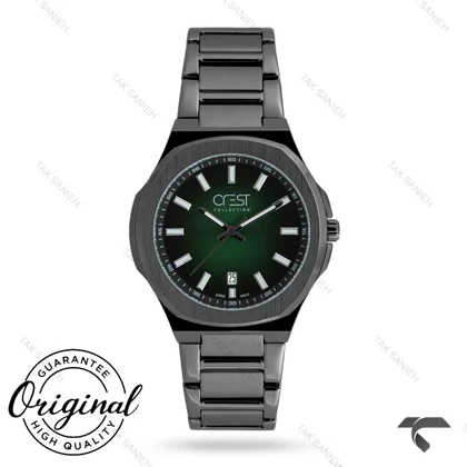 ساعت کرست مردانه 6347-3 مشکی صفحه سبز Crest-11047-G