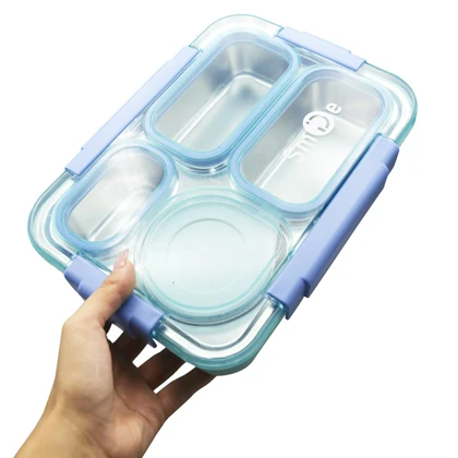 ظرف غذا لانچ باکس مدل 4Box-Love Smile ظرفیت 1.5 لیتر