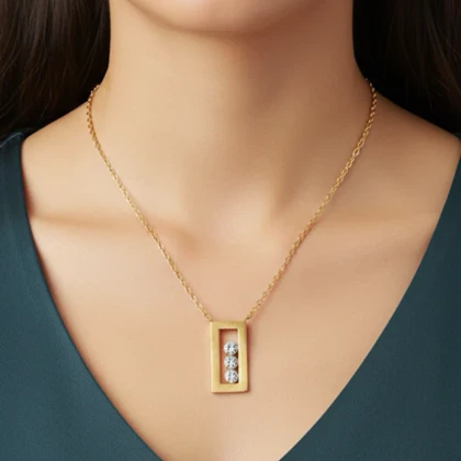 گردنبند زنانه مدل مستطیل نگینی