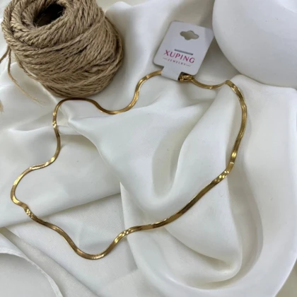 گردنبند زنانه ماری مدل زرین ژوپینگ رنگ ثابت طلایی ضد حساسیت