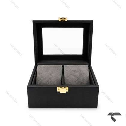 جعبه ساعت ست مشکی طوسی چرمی Watches-Box-Set-10779-S