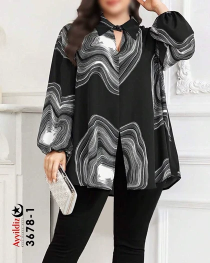 شومیز مجلسی ترند زنانه سایز بزرگ کد 3678