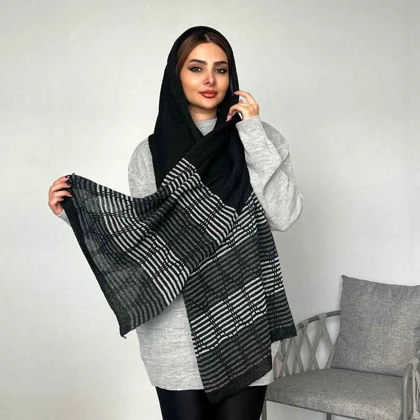 شال بافت بغل رنگی راه راه وسط ساده کد 1192