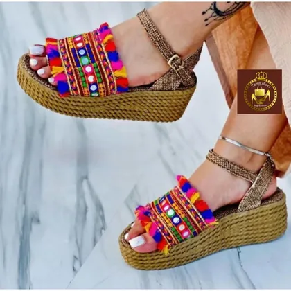 صندل لژدار کنفی هنری زنانه
