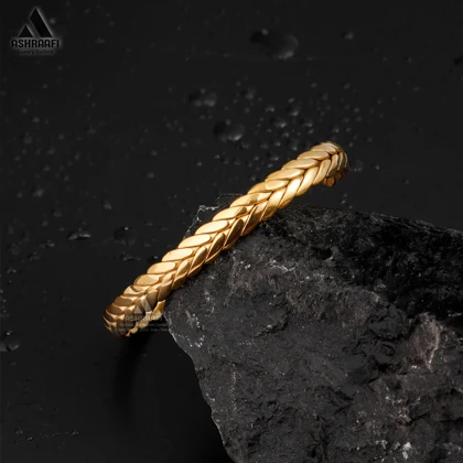 دستبند بنگل طلایی Texture Bracelet G01