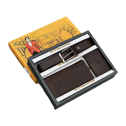 ست سه تکه کیف پول کمربند و جاکارتی مردانه چرمی