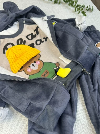 ست پاییزی مخملی تدی کلاهدار