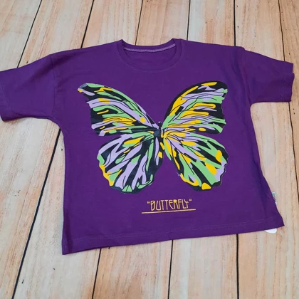 کراپ طرح پروانه دخترانه-تیشرت کوتاه