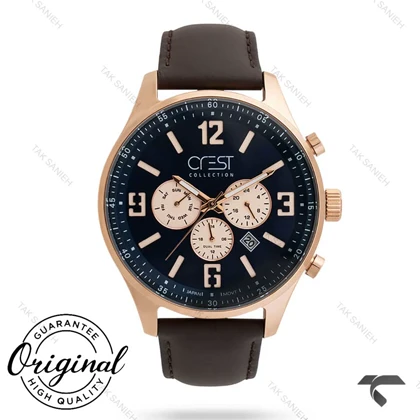 ساعت کرست مردانه 6251-3 مشکی قهوه ای Crest-10854-G