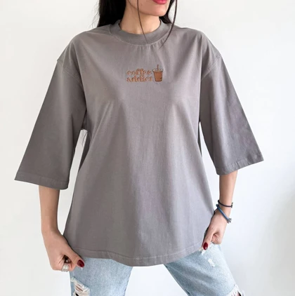 تیشرت باکسی زنانه کافی گرم بالا
