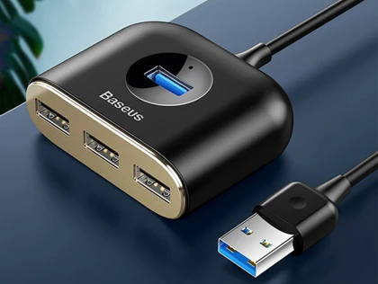 هاب آداپتور یو اس بی بیسوس Baseus Square round 4 in 1 USB HUB Adapter