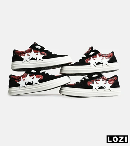 کفش اسنیکرزمشکی قرمز سفید Amiri Stars v2 مدل 7071