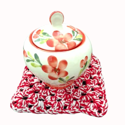 زیر لیوانی موتیف دستباف طرح آبنبات