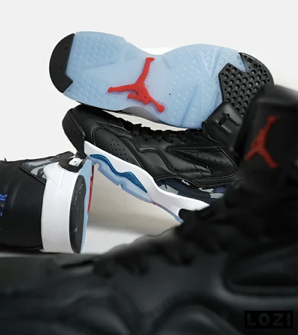 کفش کتانی ساق‌دار مردانه مشکی آبی Nike air jordan 6