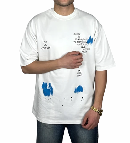 تیشرت آستین کوتاه مردانه سفید طرح دار گرافیکی
