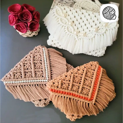 کیف زنانه مکرومه بافی مدل ملین