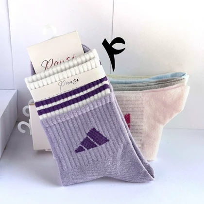 جوراب ساق بلند اسپرت آدیداس دو رنگ نخی