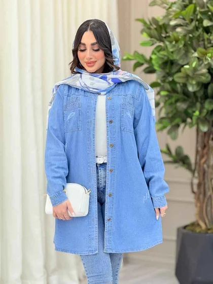 مانتو جین جیب دوبل