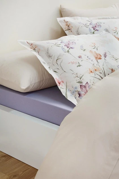 سرویس روتختی دو نفره Özdilek مدل White Lily پنبه‌ای - یاسی