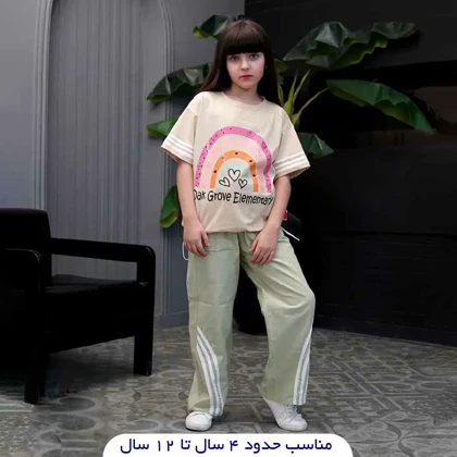 کراپ شلوار دخترانه طرح رنگین کمان