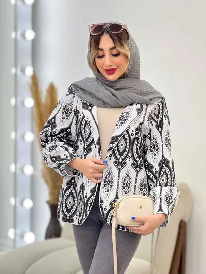 مانتو طرح دار مغزی دوزی
