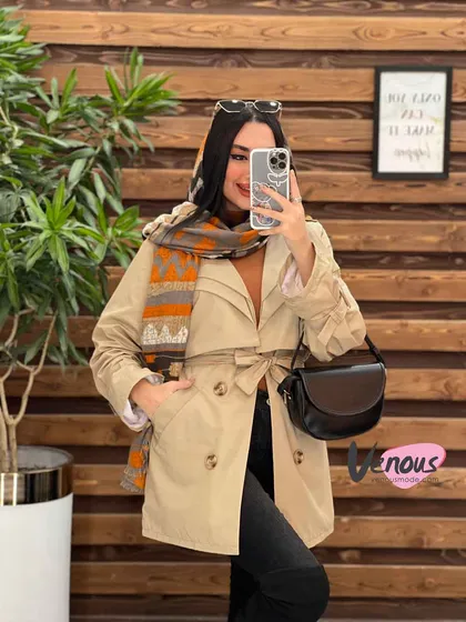 بارانی یقه دوبل داخل خز