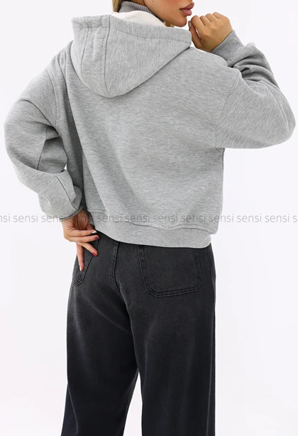 سویشرت زنانه باکسی دورس داخل کرکی کد1006649
