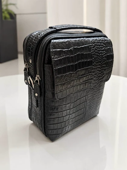 کیف رودوشی و دستی دوزیپ چرم طبیعی/croco23
