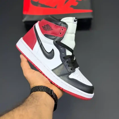کفش نایک ایر جردن وان ساق‌دار رترو مشکی قرمز Nike Air Jordan 1 Retro High Black Red