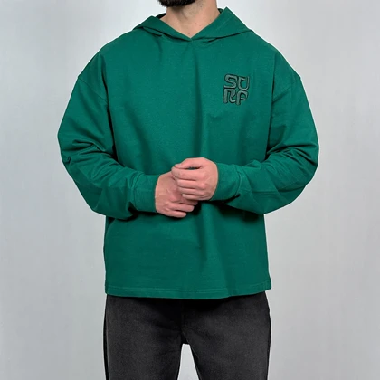 هودی مردانه سبز پنبه دو نخ طرح مینیمال