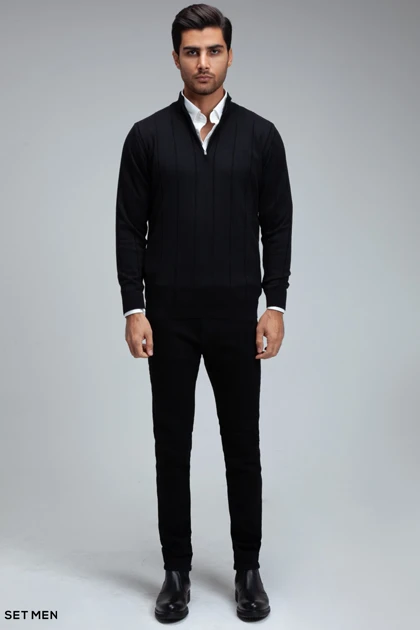 بافت مردانه نیم زیپ دیپلمات