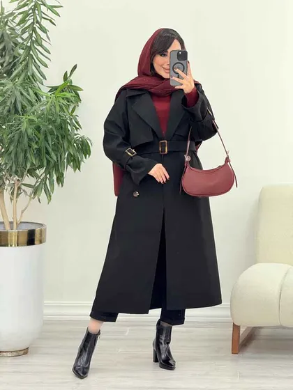 بارانی بلند چهاردکمه ترلان