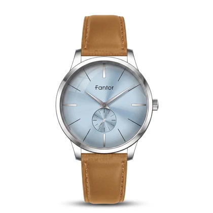 ساعت مچی مردانه فانتور مدل WF1038GB-01 صفحه آبی بند چرم قهوه‌ای