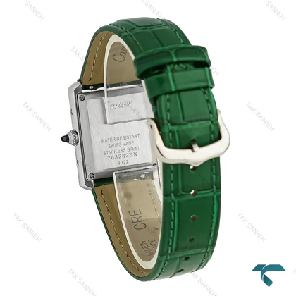 ساعت کارتیه تانک زنانه نقره ای سبز اسمال Cartier-8157-L