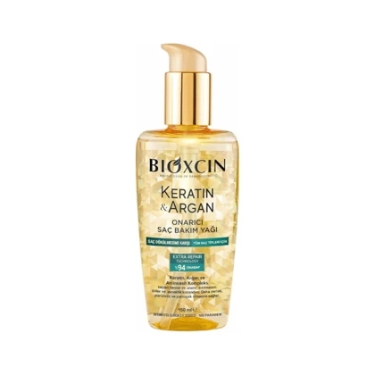 روغن مراقبت از موی ترمیم‌کننده بیوکسین حاوی کراتین و آرگان Bioxcin Keratin & Argan Repairing Hair Care Oil