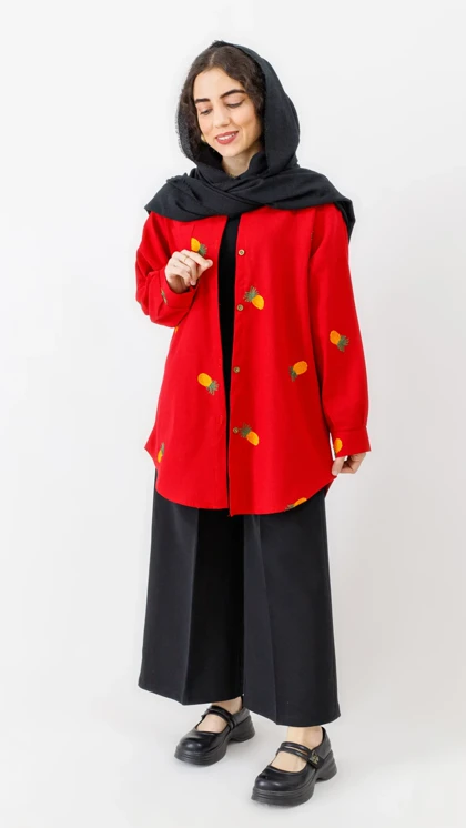 مانتو آناناسی دکمه دار قد 80