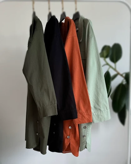 مانتو بغل دگمه کتان پاییزه