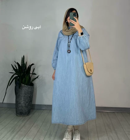 پیراهن مانتویی جین کاغذی 3