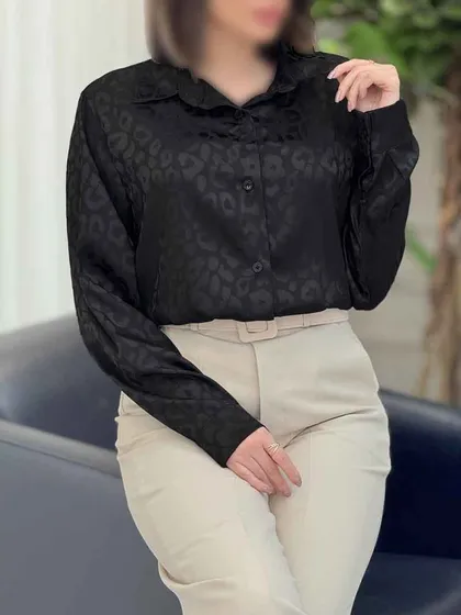 شومیز ساتن طرح پلنگی