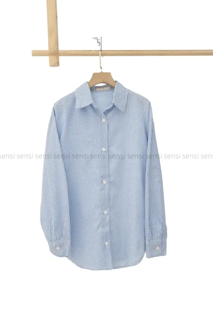 شومیز راه راه ابی کد1004481