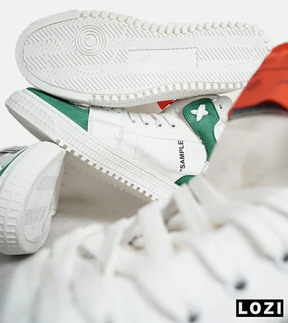 کفش کتانی ساق‌دار سفید سبز OFF WHITE