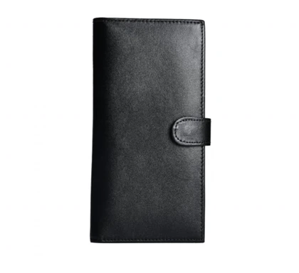 کیف پول کتی طرح نامی چرم ساده مشکی