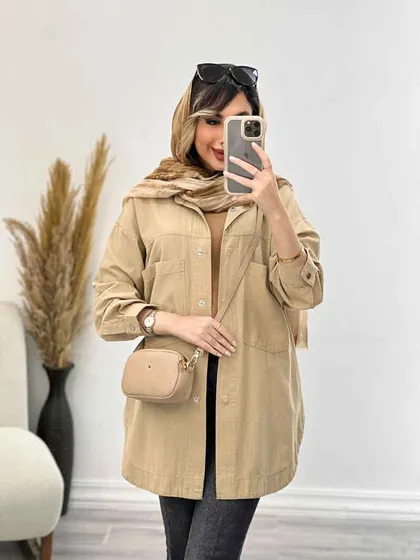 مانتو دکمه مخفی برش‌دار