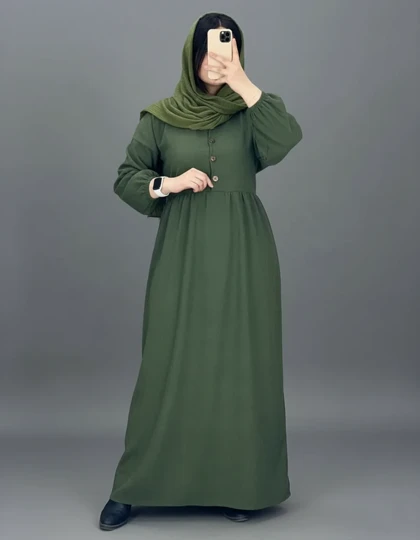 پیراهن مخمل مانتویی جلو دکمه 7308