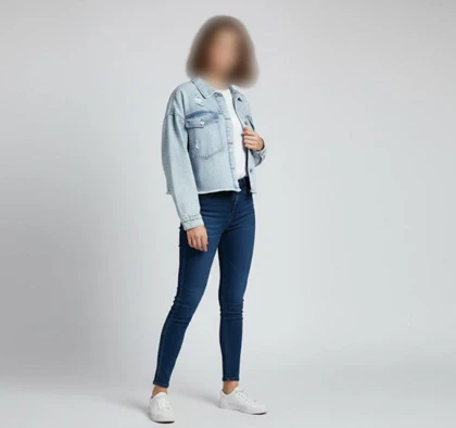 کت جین اورسایز زنانه_آبی روشن کلاسیک