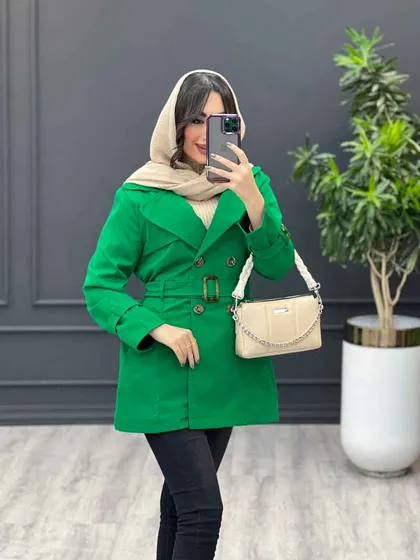 بارانی چهاردکمه آستین سگک